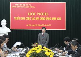 Đảng uỷ cơ quan Bộ Nội vụ tổ chức Hội nghị triển khai công tác xây dựng Đảng năm 2010